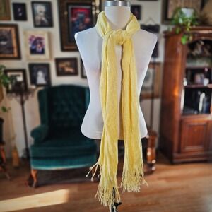 Scarf G Brand Yellow‎ Lightweight Fringe Wrap Shawl Oversized Sheer Boho 78x32